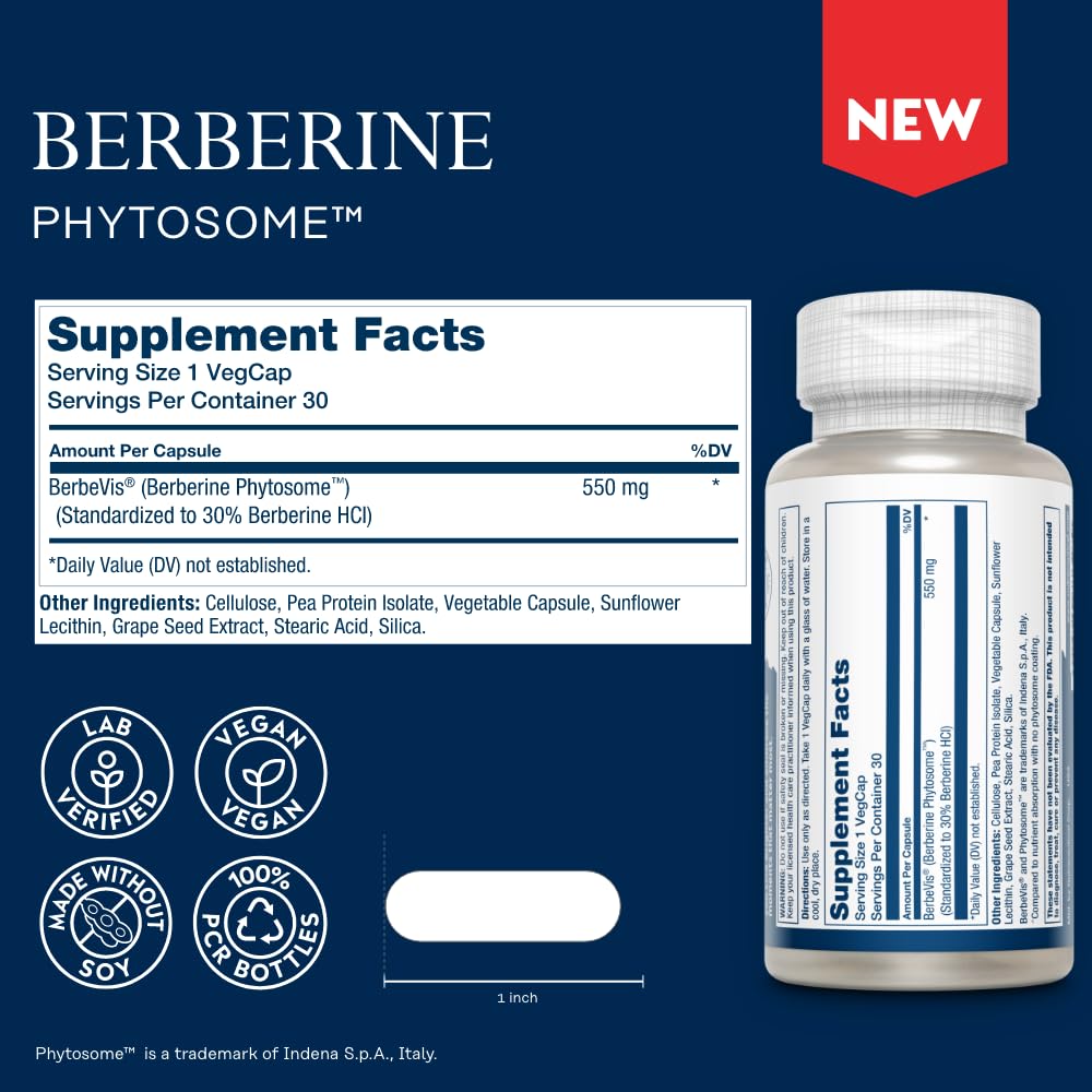 Solaray Berberine Phytosome Supplement – 9X Absorption

