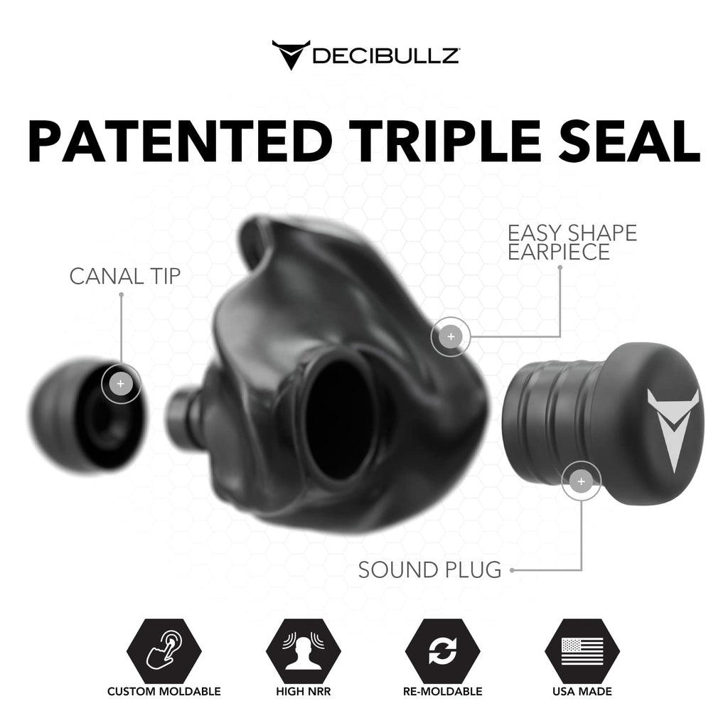 Decibullz Custom Molded Earplugs 31dB NRR Hearing Protection

