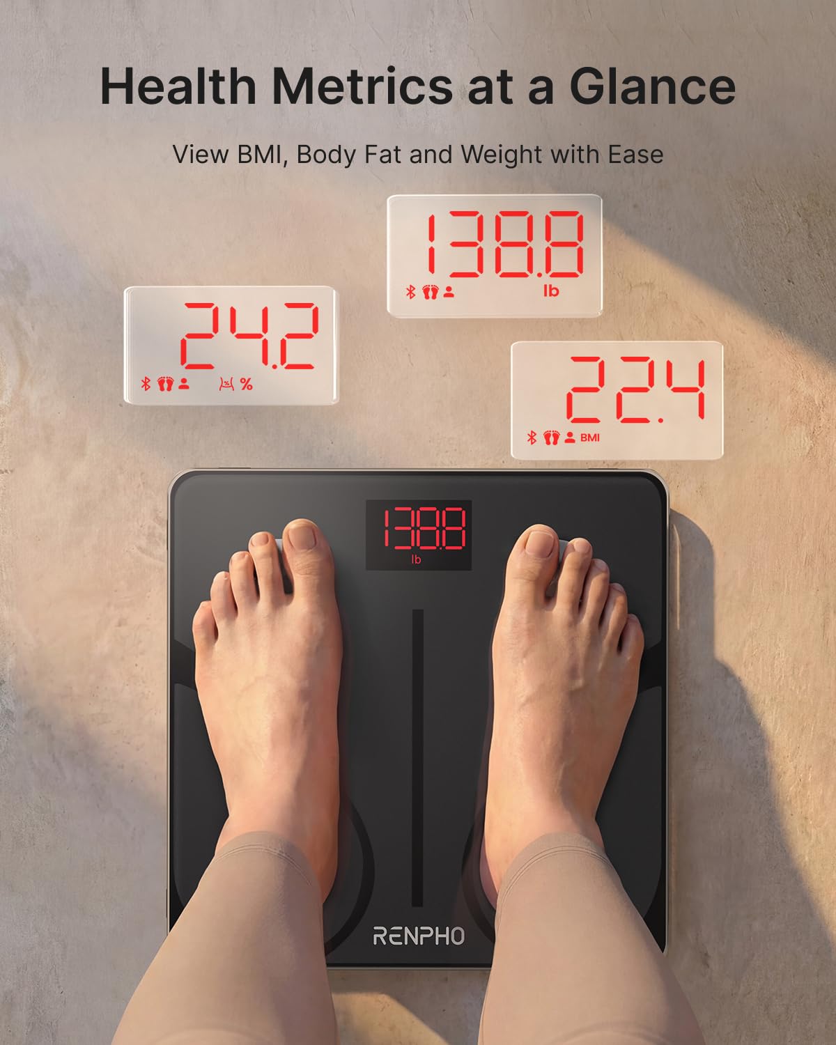 RENPHO Smart Scale for Body Weight | Bluetooth App Sync


