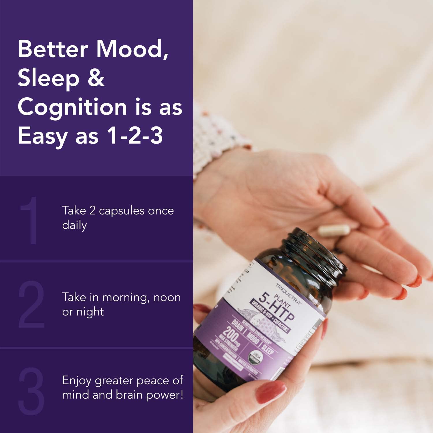 Organic 5-HTP Dietary Supplement with B6 & Lion’s Mane

