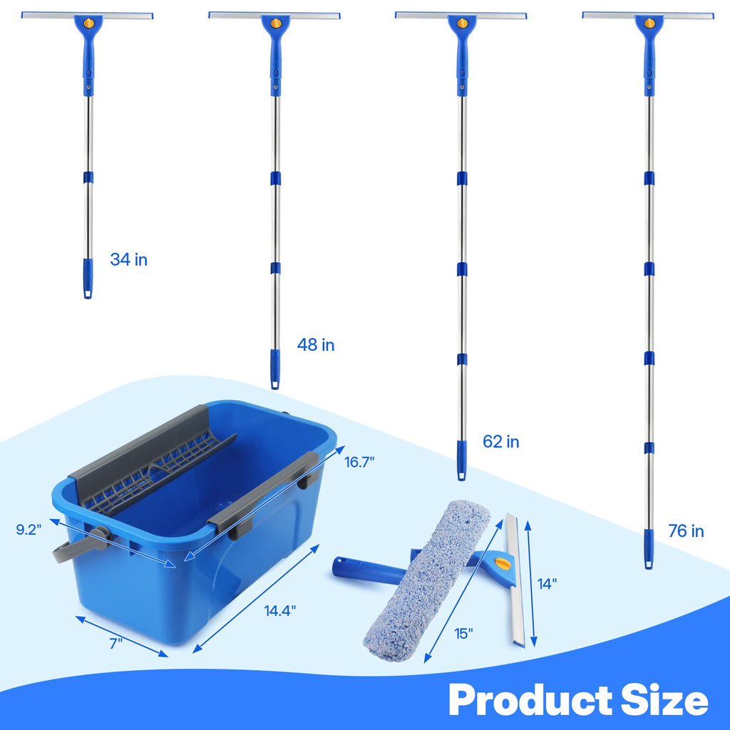 NICOFPHY Window Cleaning Kit with Squeegee & Scrubber


