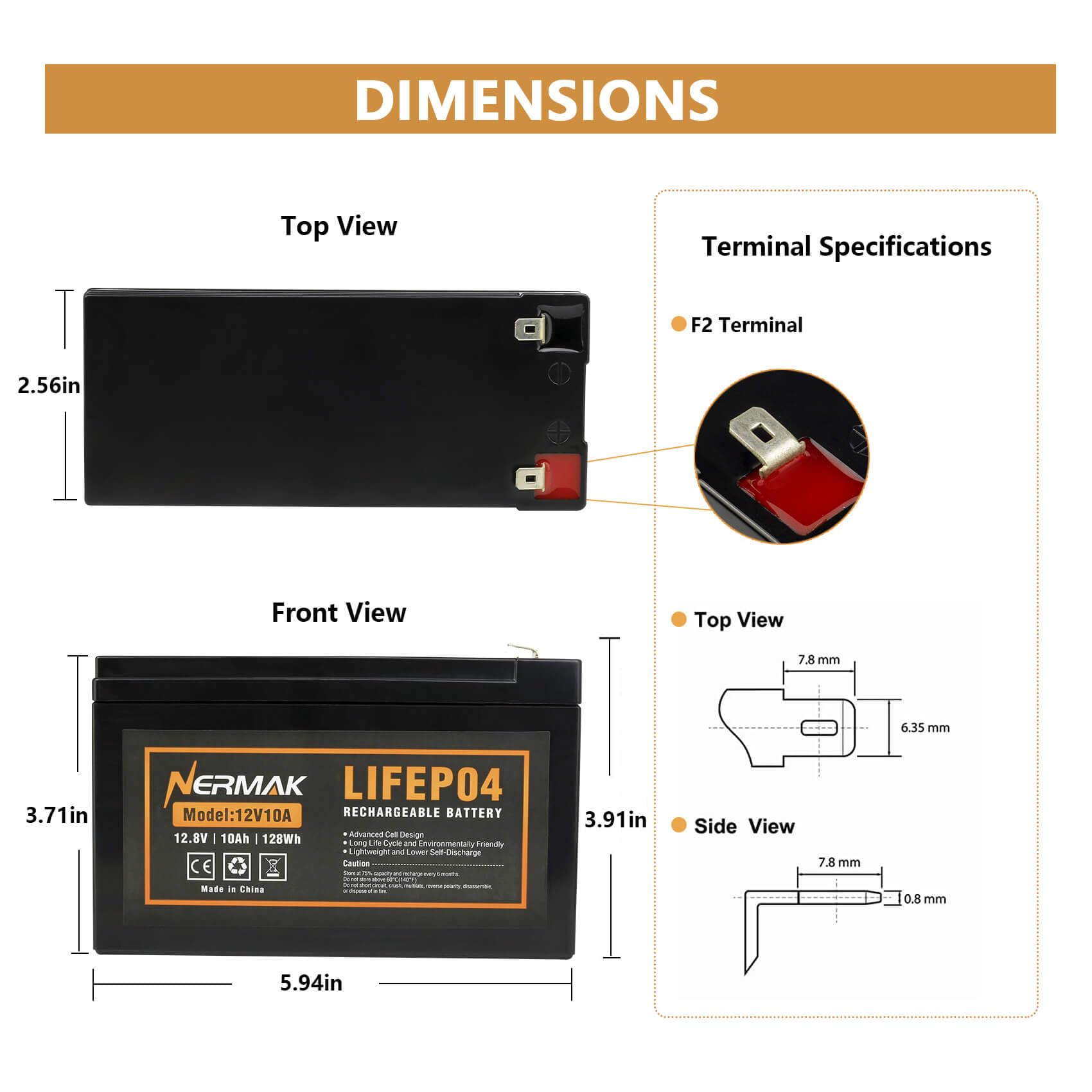Nermak LiFePO4 Deep Cycle Battery with Built-in BMS

