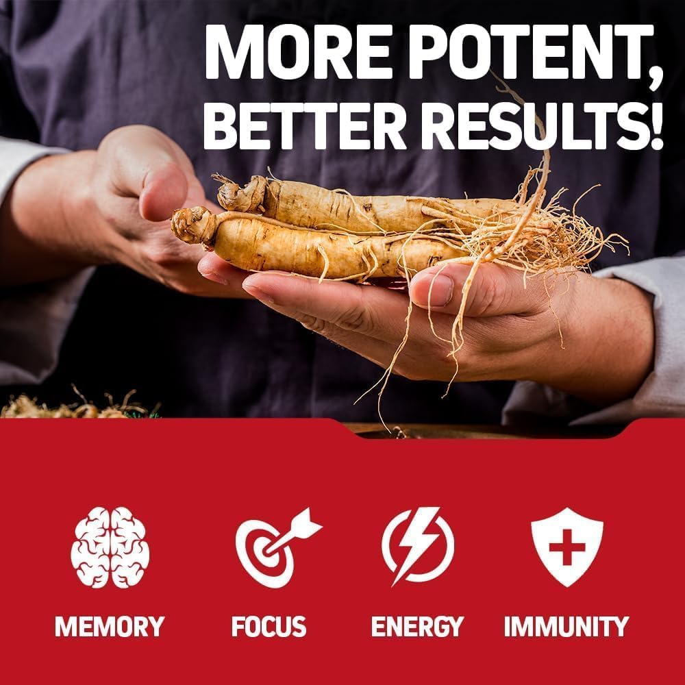 Herbtonics Korean Red Panax Ginseng 1500mg - Energy & Focus

