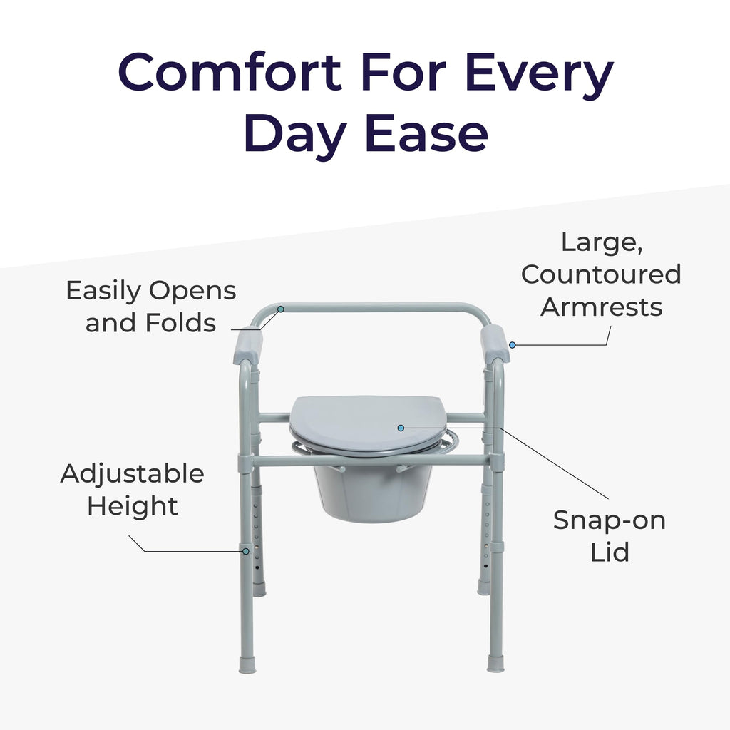 Drive Medical Folding Bedside Commode Chair 3-in-1

