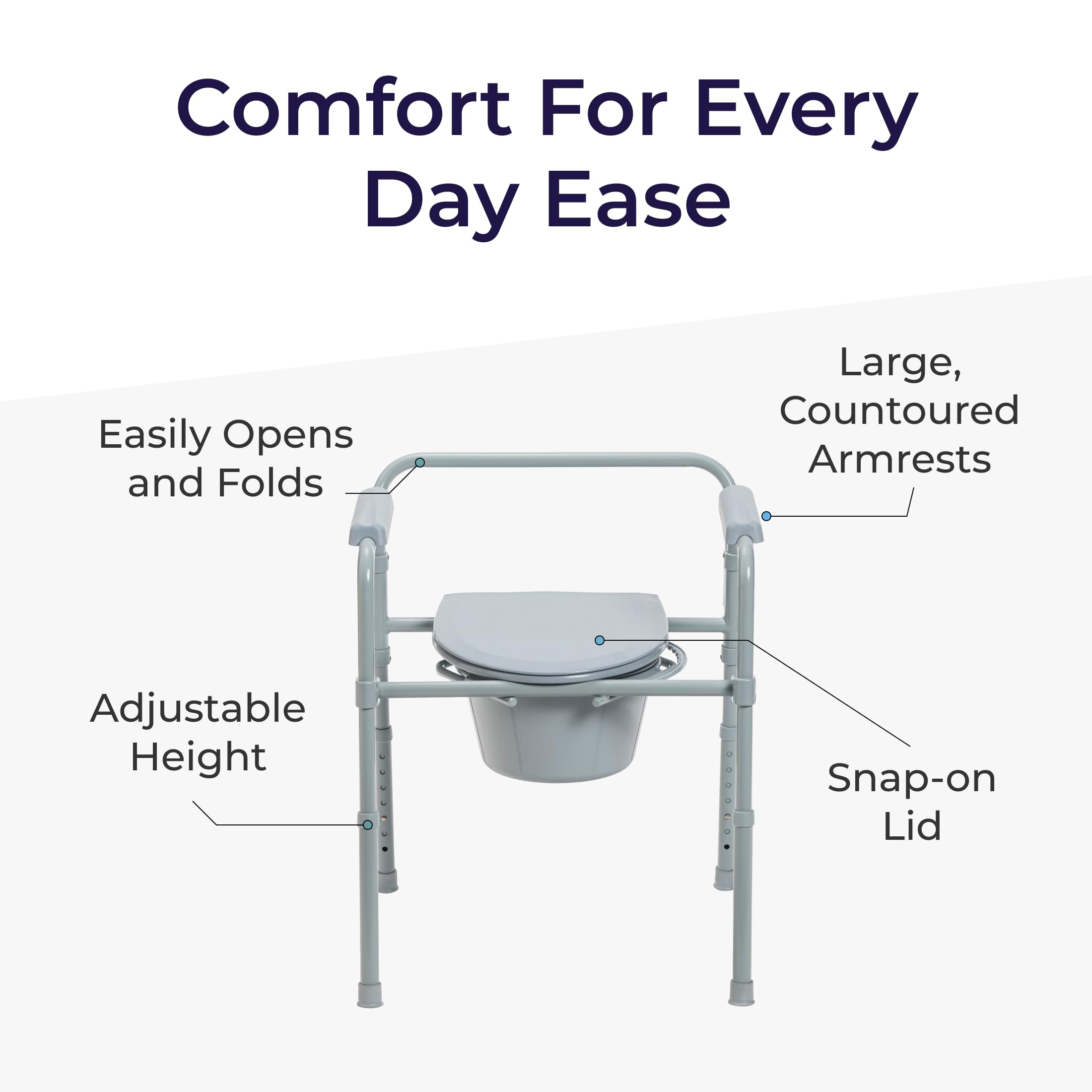Drive Medical Folding Bedside Commode Chair 3-in-1

