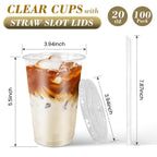 Ginkgo Clear Plastic Cups with Lids & Straws – Leak-Proof

