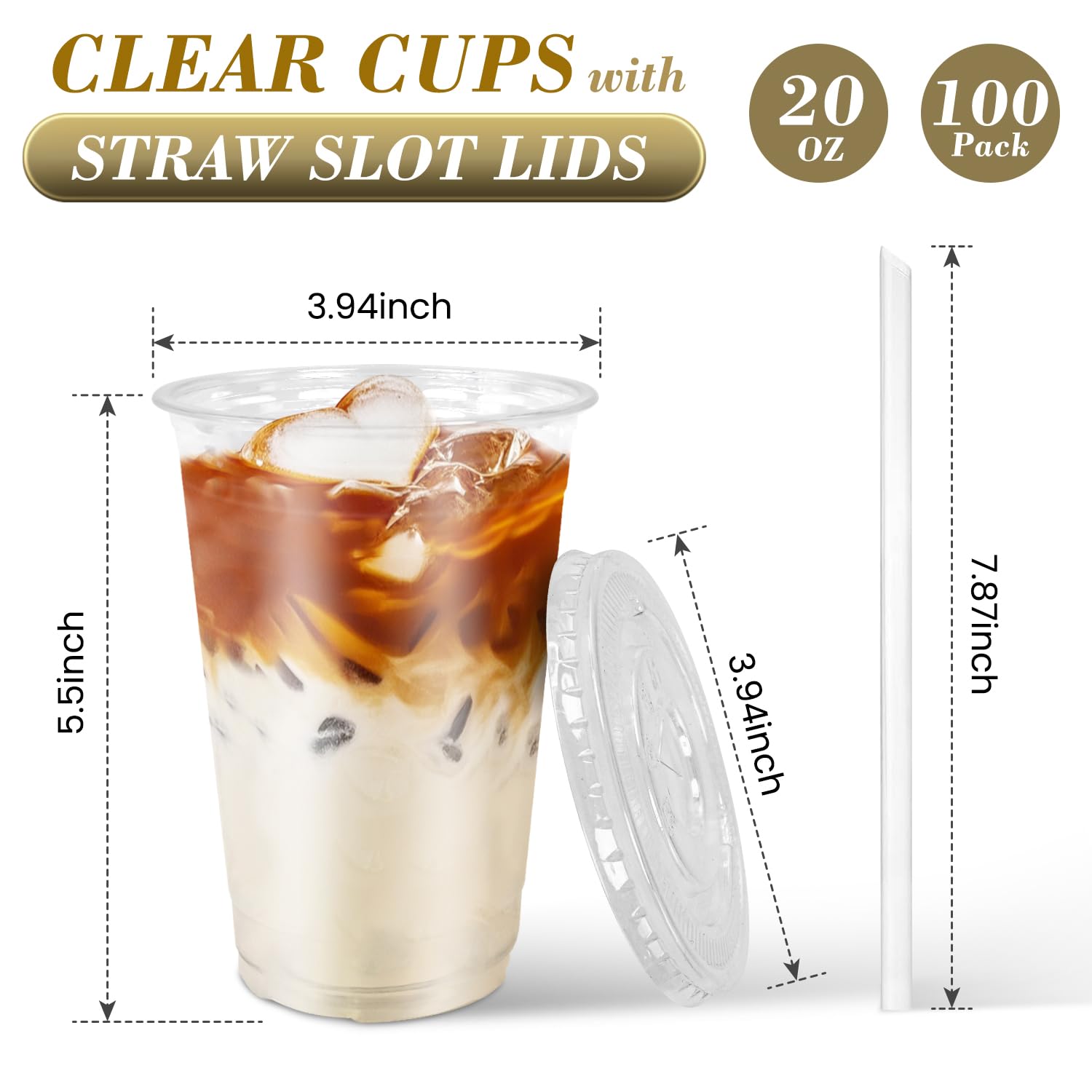 Ginkgo Clear Plastic Cups with Lids & Straws – Leak-Proof

