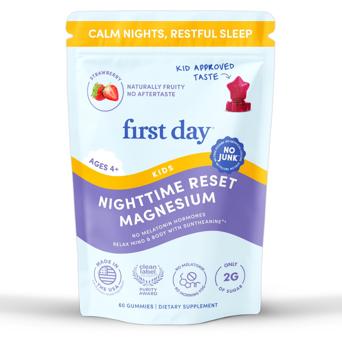 First Day Kids Magnesium Gummies | Bedtime Calm No Melatonin

