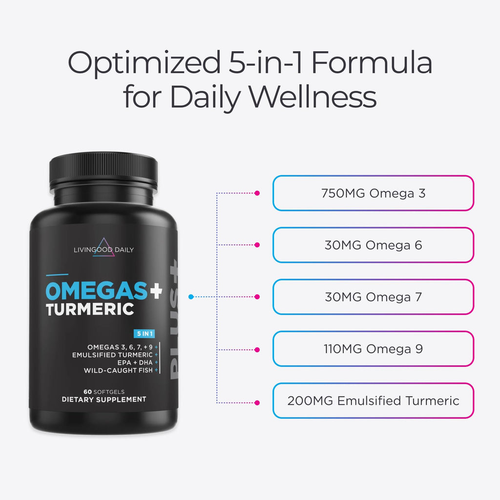 Livingood Daily Omega Supplement with Turmeric Curcumin

