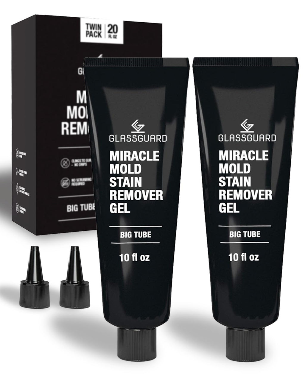 GlassGuard Miracle Mold Stain Remover Gel for Grouts, Ceramic, Glass & Caulk