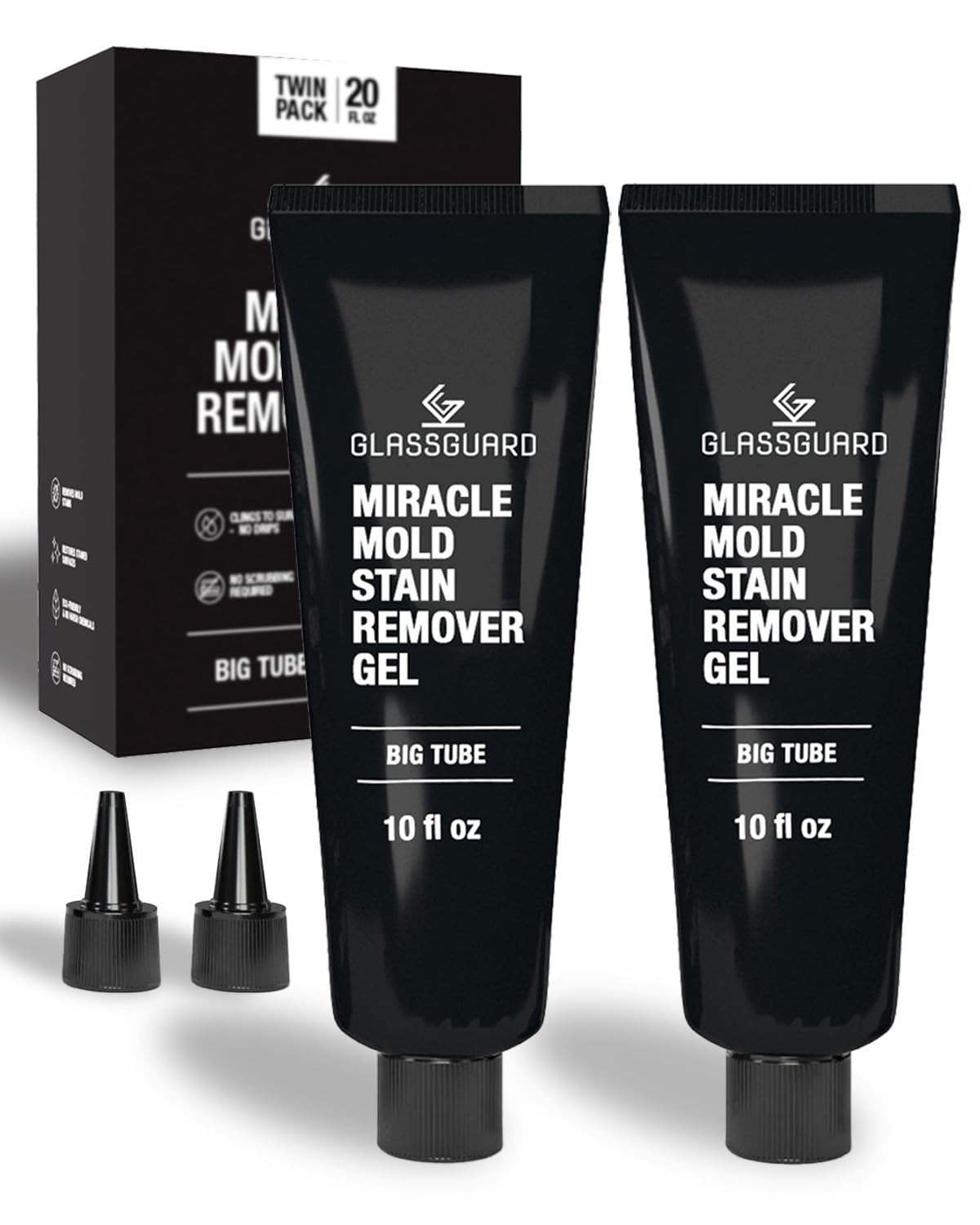 GlassGuard Miracle Mold Stain Remover Gel for Grouts, Ceramic, Glass & Caulk