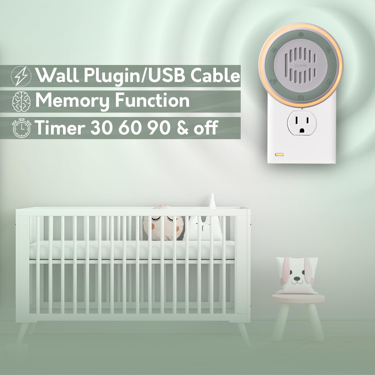 Calm Me Plug-In Noise Machine with 20 Sounds

