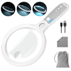 5.2-Inch Lighted Magnifying Glass with Rechargeable Battery for Reading