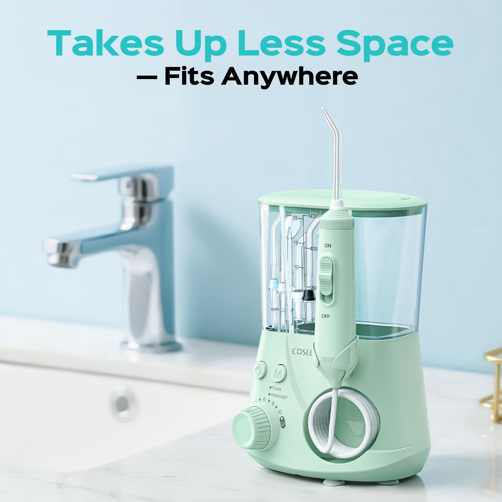 COSLUS E2 Water Flosser – 12 Settings, 2 Modes

