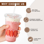 Clawsoff Disposable Clear Cups with Lids and Straws

