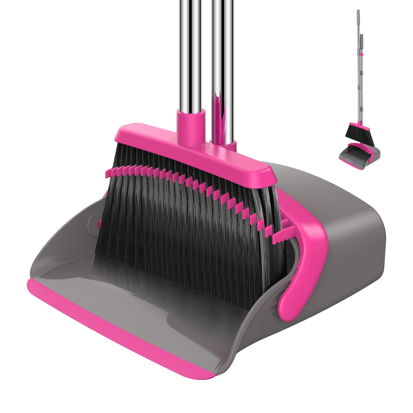 NACENA Broom and Dustpan Set with 52-in Adjustable Handle for Home Kitchen Office