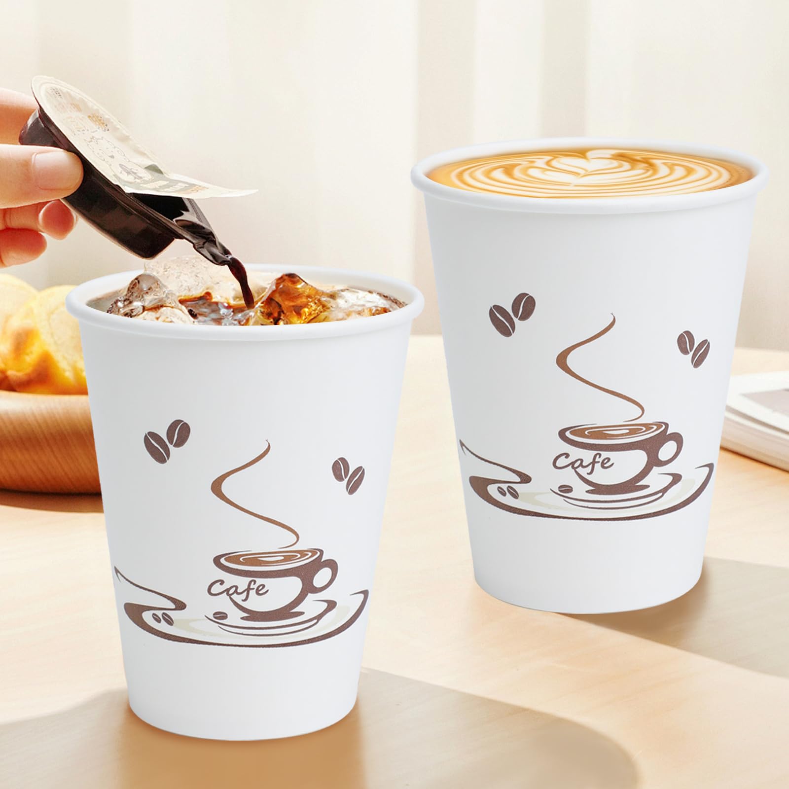 Lamosi Disposable Paper Cups for Hot or Cold Drinks

