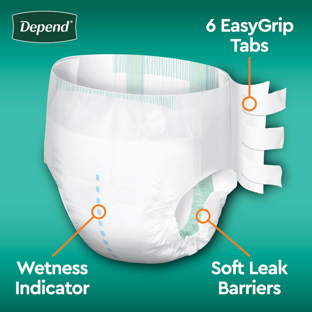 Depend Protection with Tabs Adult Diapers - Max Absorbency

