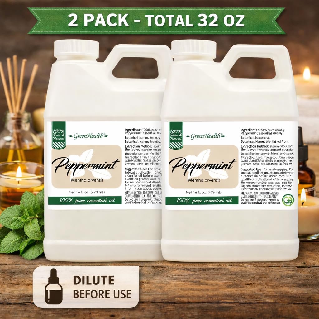 GreenHealth Peppermint Essential Oil – Pure & Uncut for Diffusers

