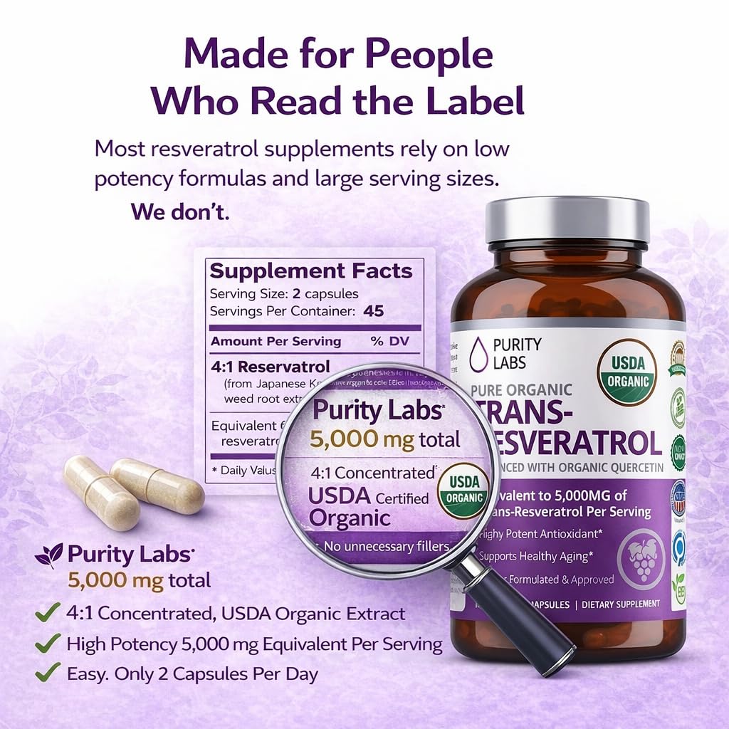 Purity Labs Trans-Resveratrol Supplement - Wellness Support

