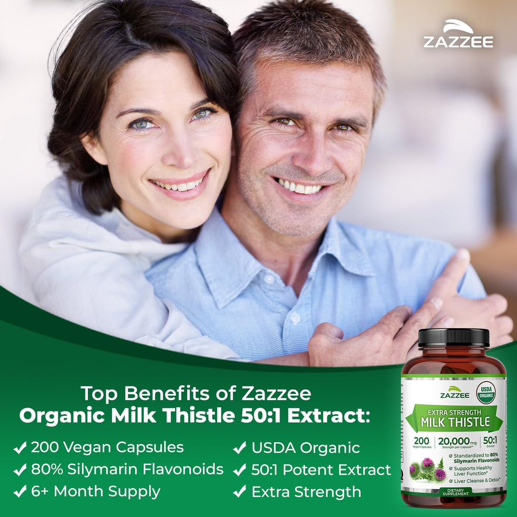 Zazzee Organic Milk Thistle 50:1 Extract | 80% Silymarin

