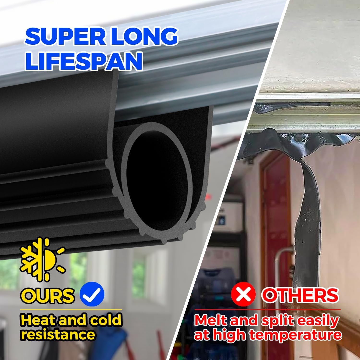 Holikme EPDM Garage Door Bottom Seal | Universal T-End Track

