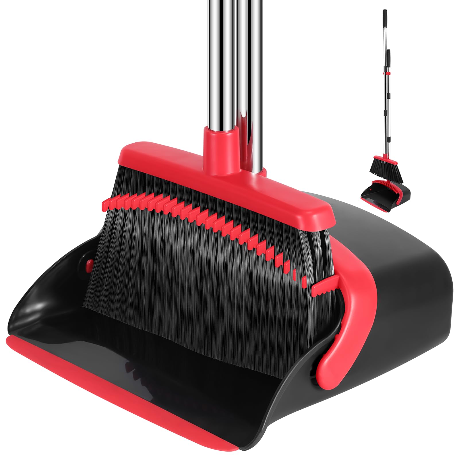 NACENA Broom and Dustpan Set with 52-in Adjustable Handle for Home Kitchen Office