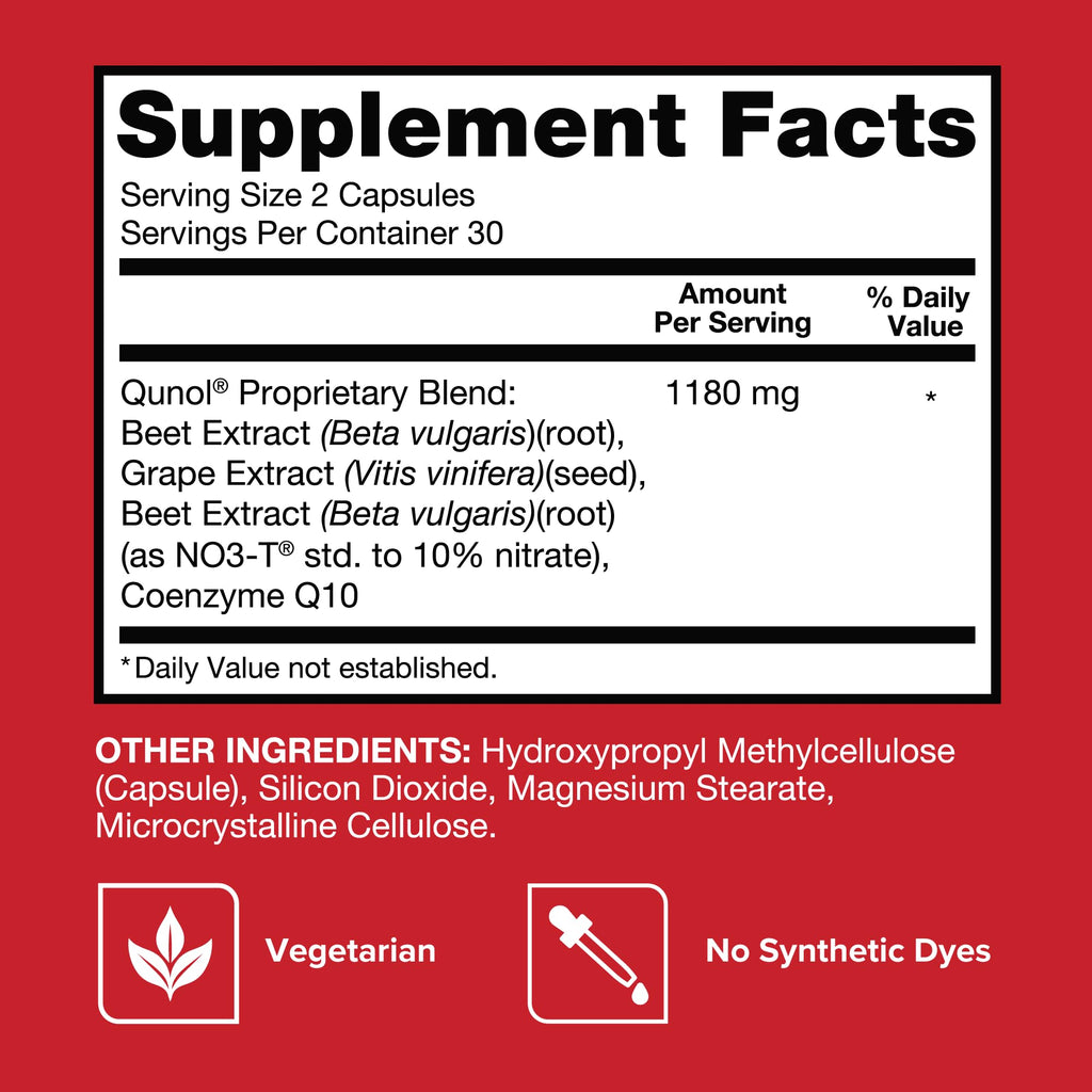 Qunol Beets 3-in-1 Blood Pressure Support CoQ10 & Grape Seed

