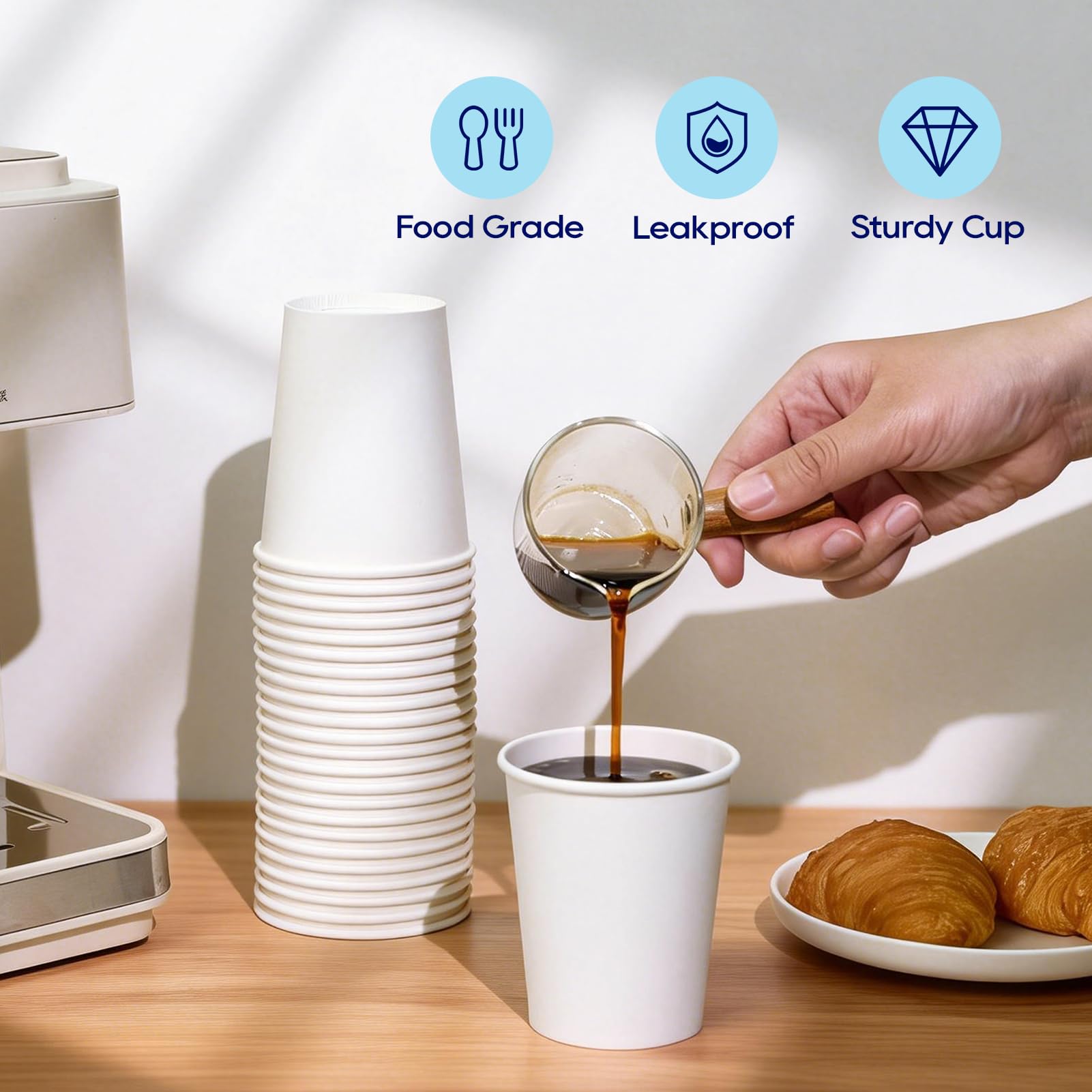 LITOPAK Disposable Paper Cups for Hot Beverages

