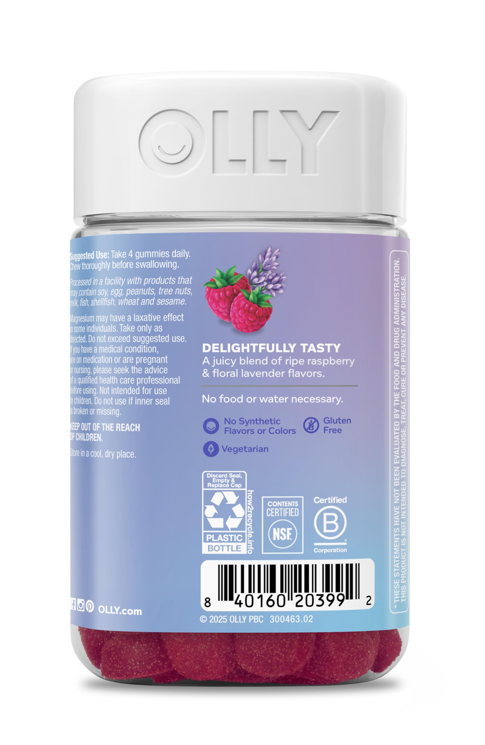 OLLY Relaxing Magnesium Gummies Raspberry Lavender

