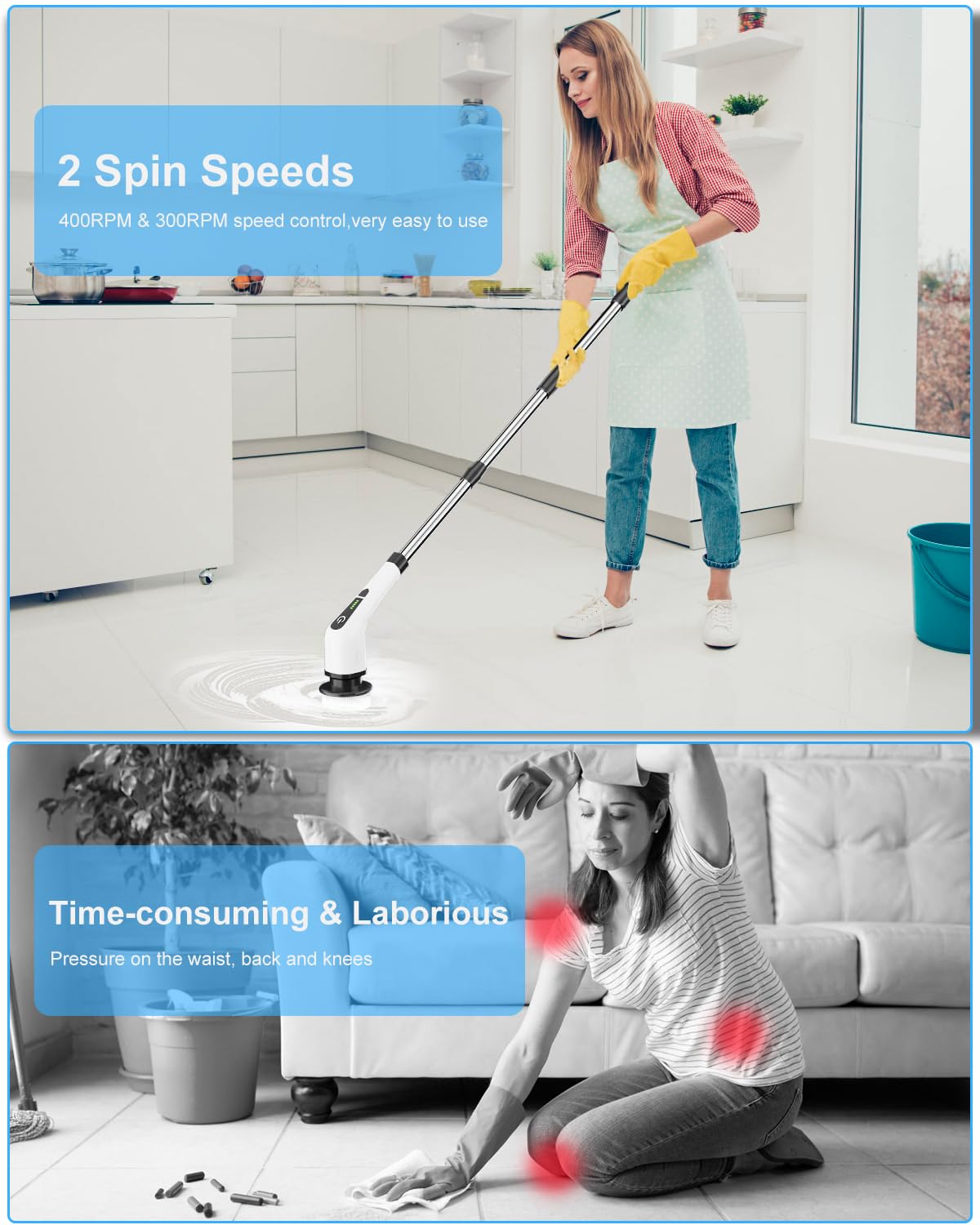 Leebein Electric Spin Scrubber Cordless with 8 Heads


