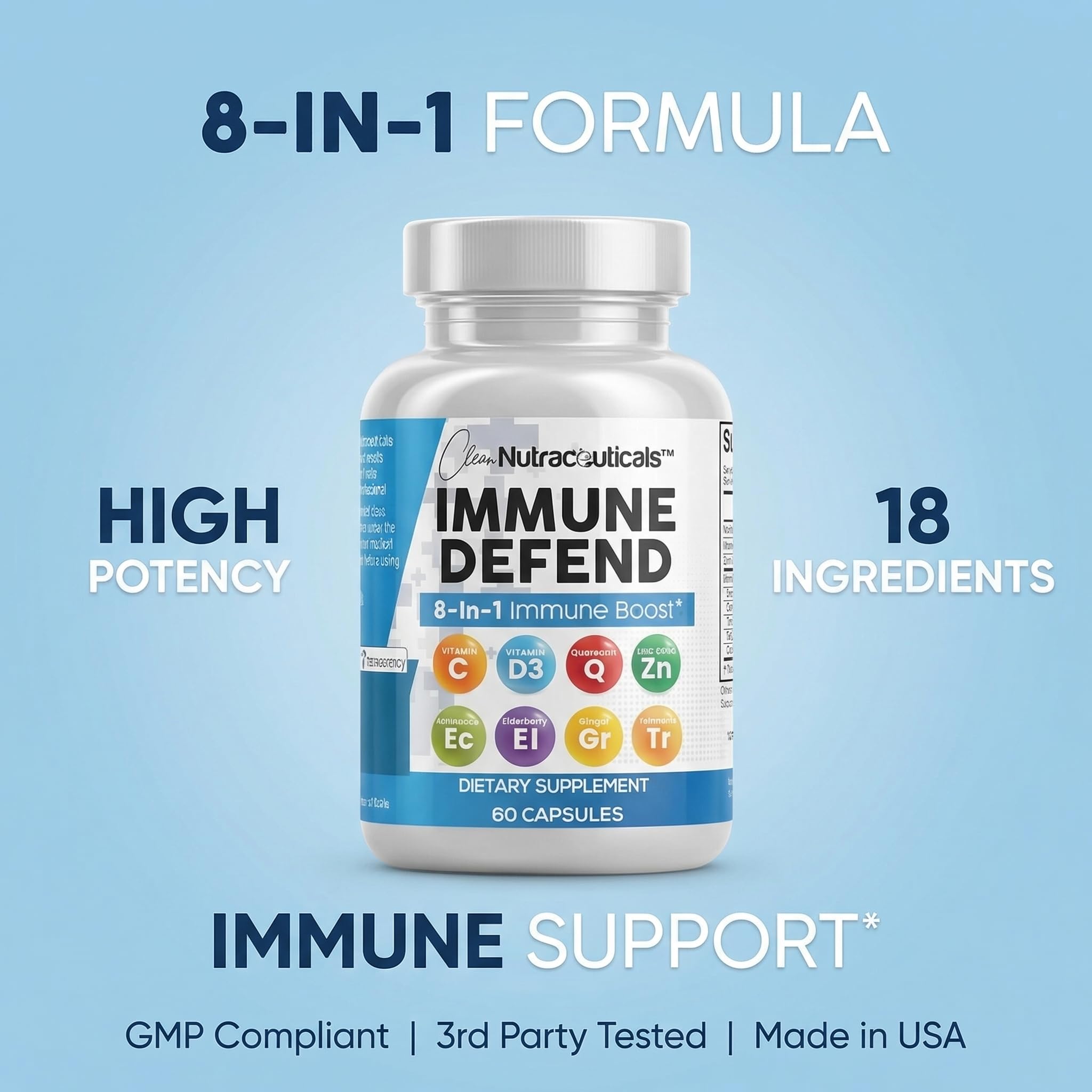 Clean Nutraceuticals Immune Defense Quercetin Zinc Vitamin C

