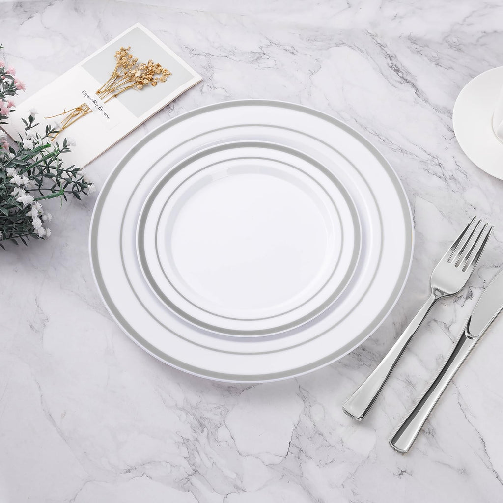 BESTVIP Disposable Plastic Plates with Rim

