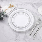 BESTVIP Disposable Plastic Plates with Rim

