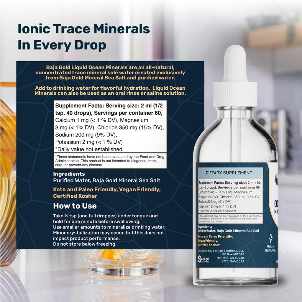 Liquid Ocean Mineral Drops by Baja Gold - Ionic Electrolyte

