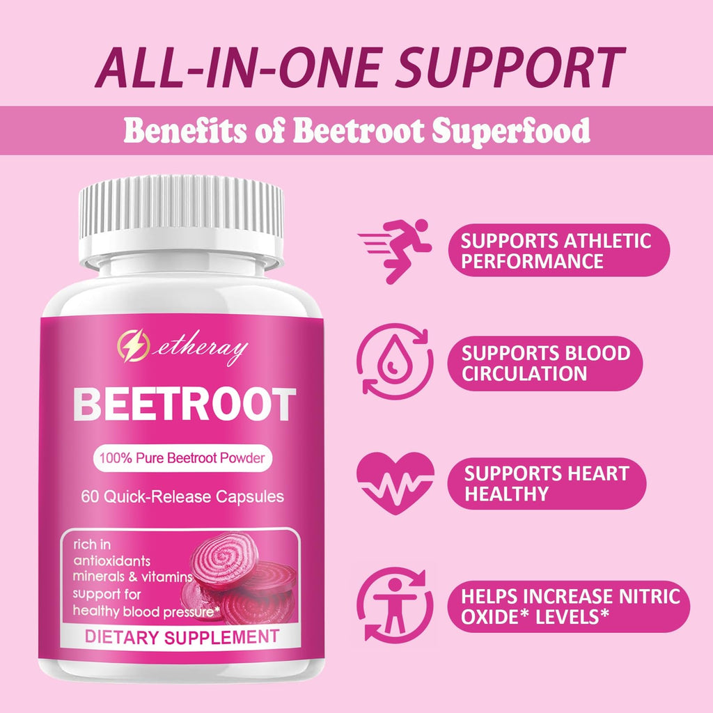 Beet Root Capsules - Organic, Vegan & Non-GMO

