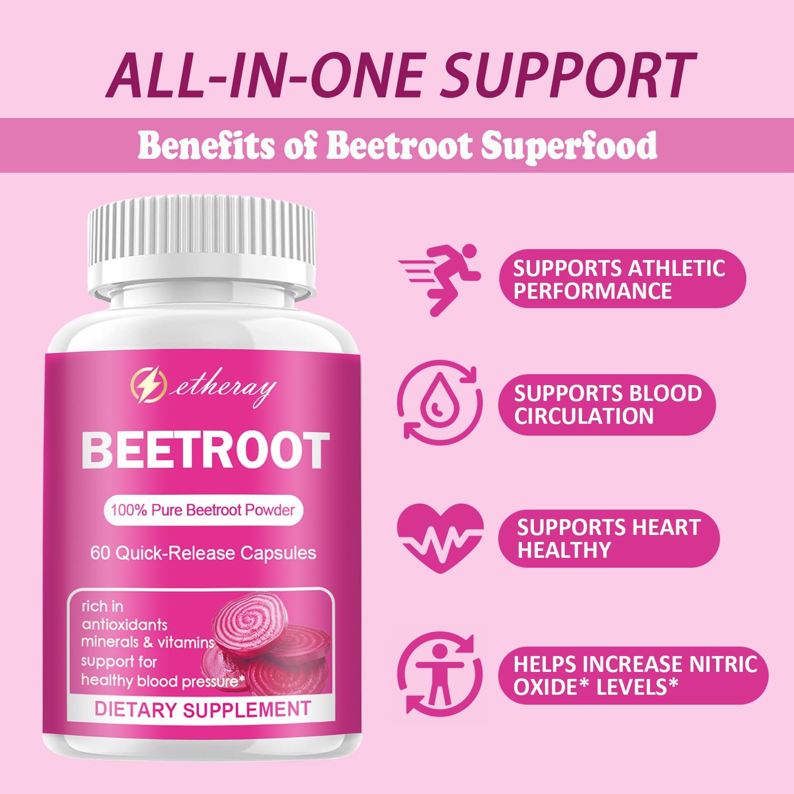 Beet Root Capsules - Organic, Vegan & Non-GMO

