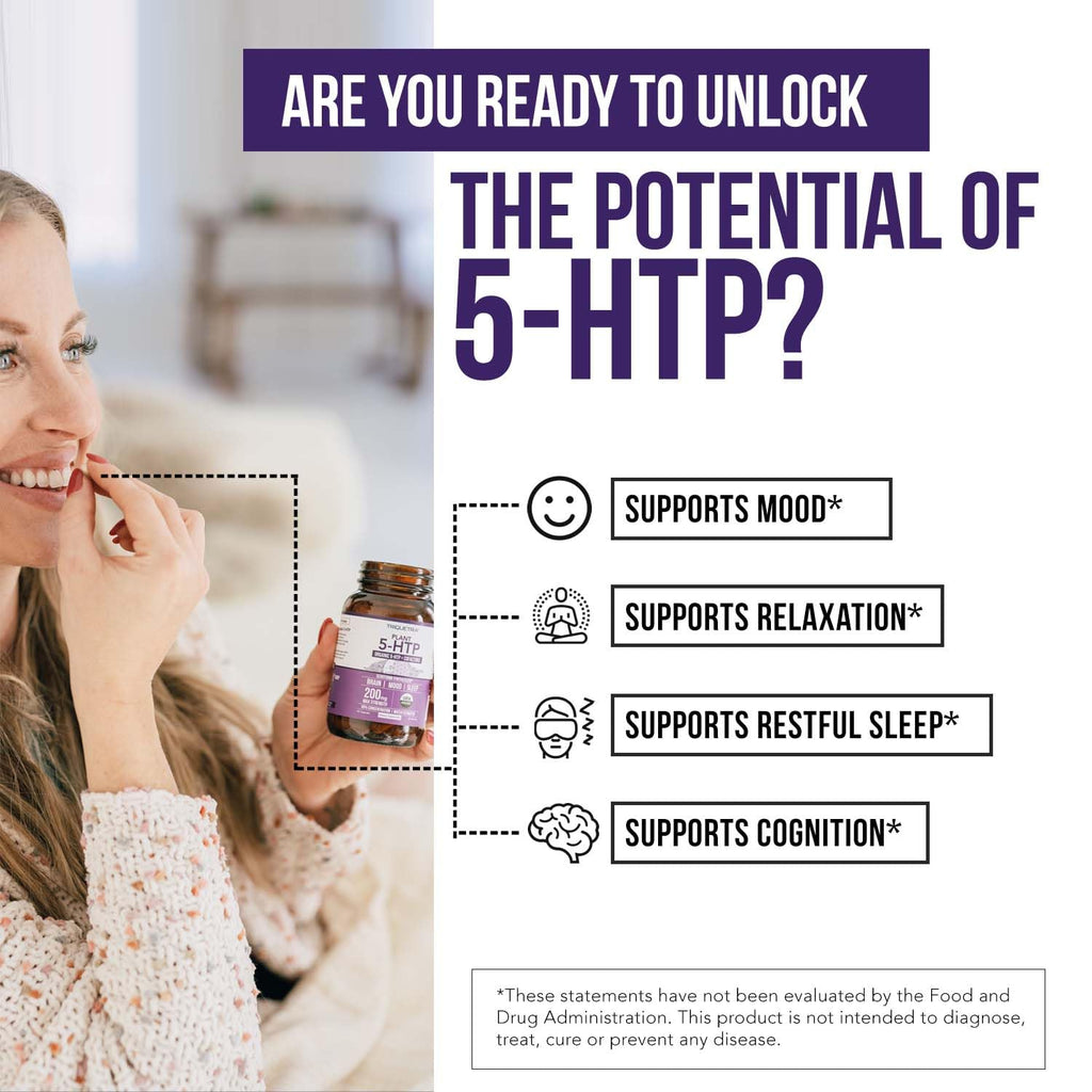 Organic 5-HTP Dietary Supplement with B6 & Lion’s Mane

