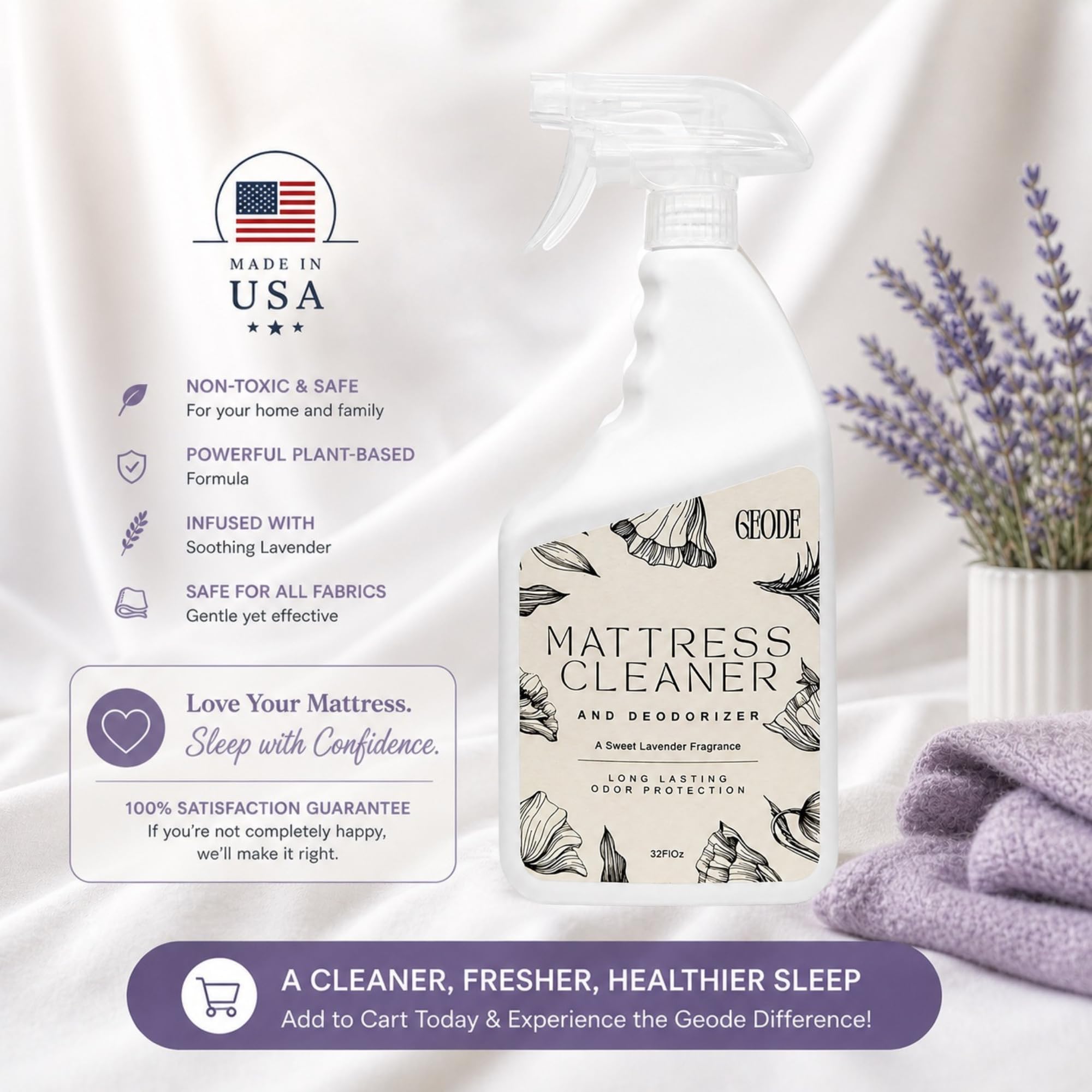Geode Mattress Cleaner & Deodorizer – Enzyme Stain Removal

