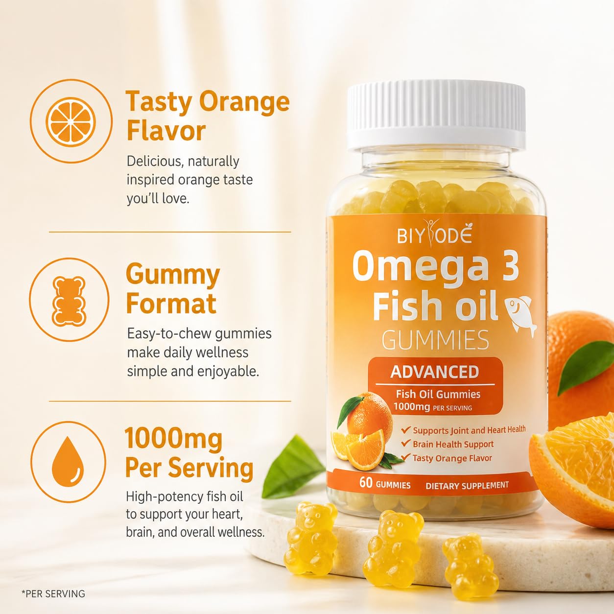 Omega-3 Fish Oil Supplement for Heart & Brain Health

