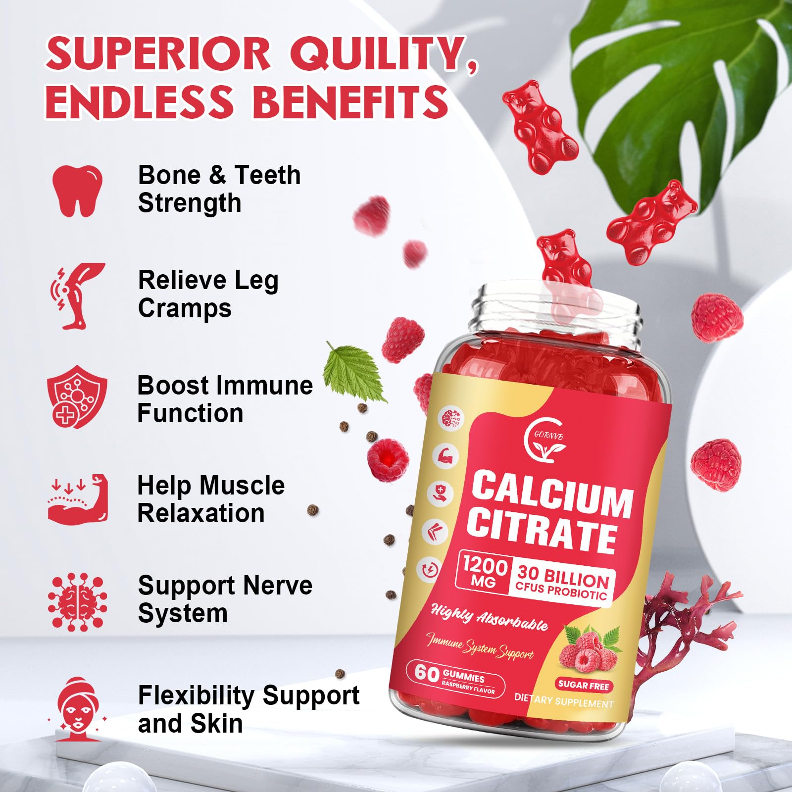 Calcium Citrate Gummies 1200 mg with D3 & K2 – Sugar Free

