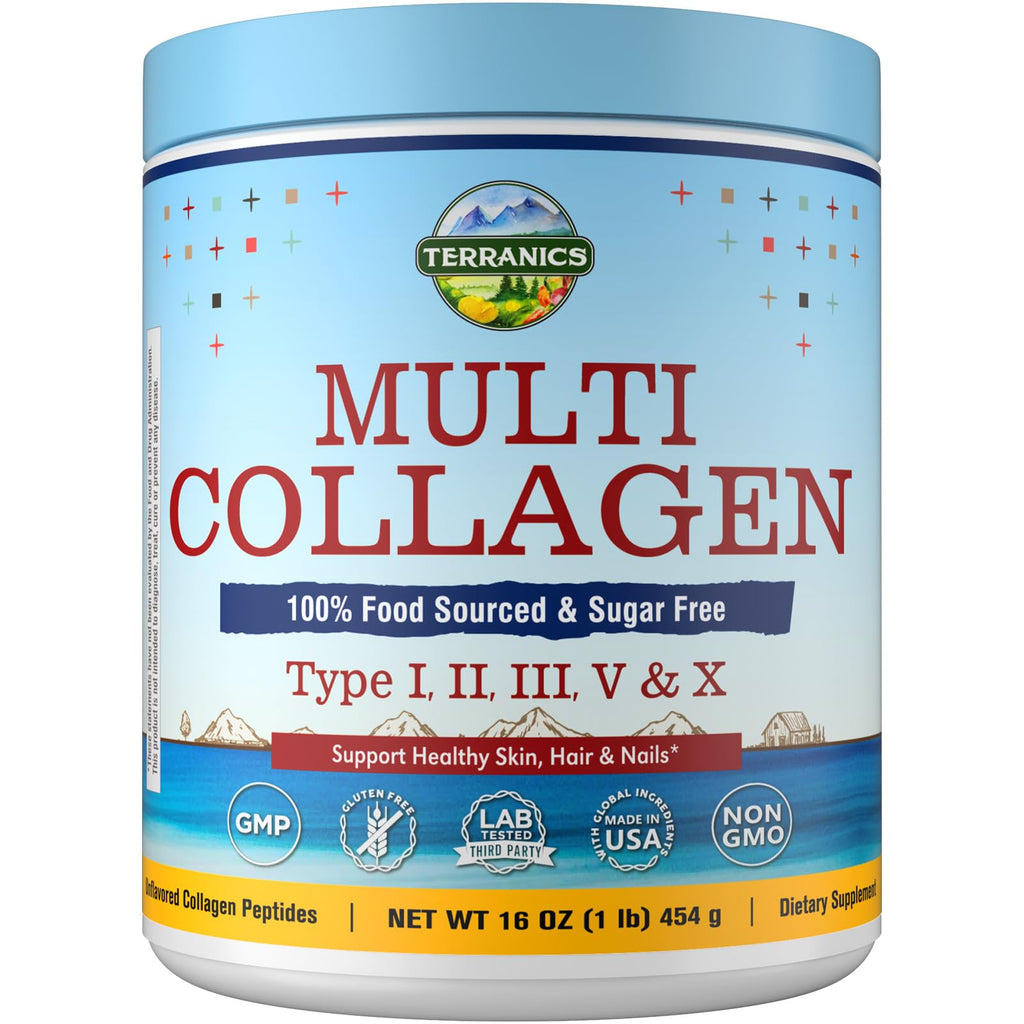 Terranics Multi Collagen Peptides Powder Unflavored|Type I-X

