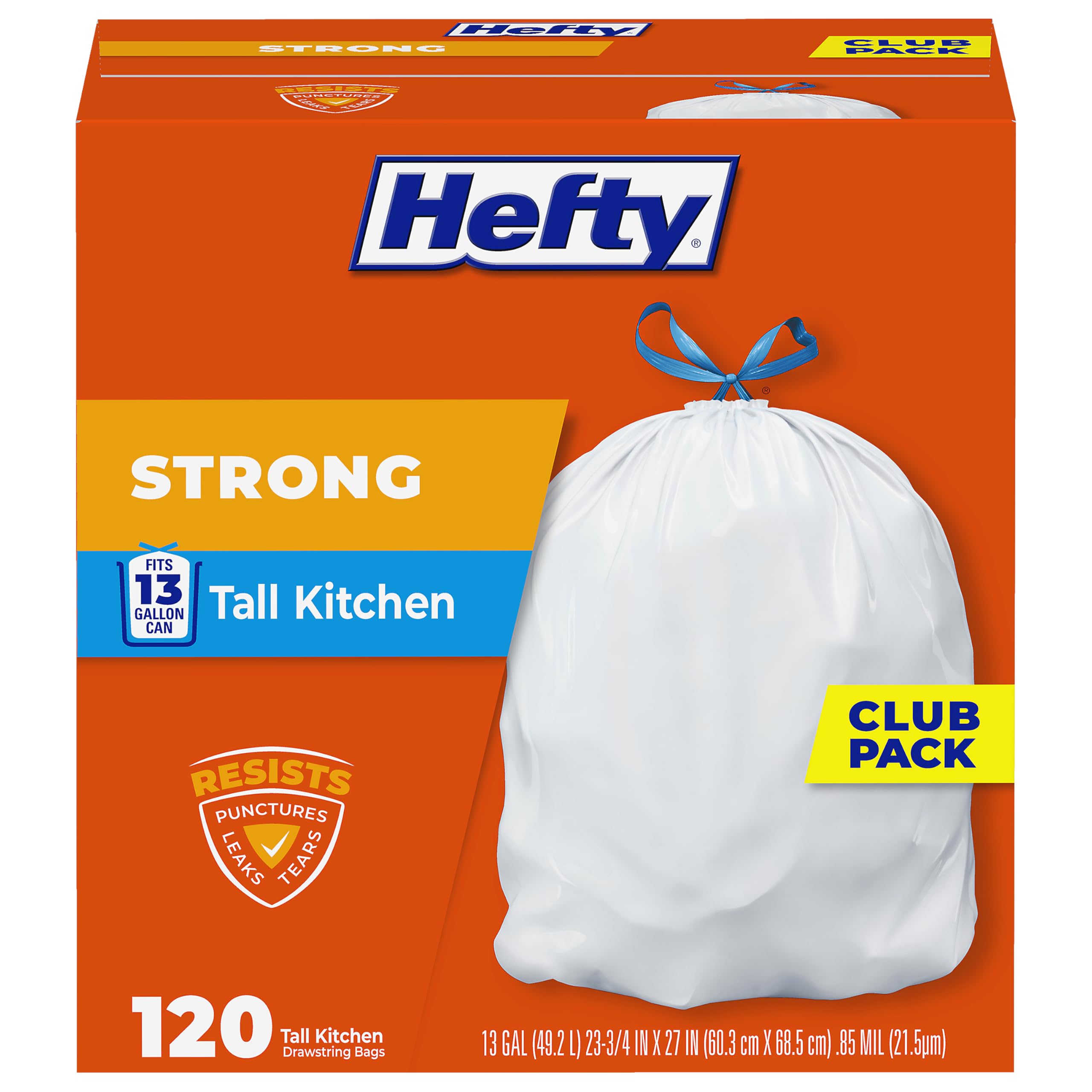 Hefty Strong 13 Gallon Trash Bags - Unscented Drawstrings

