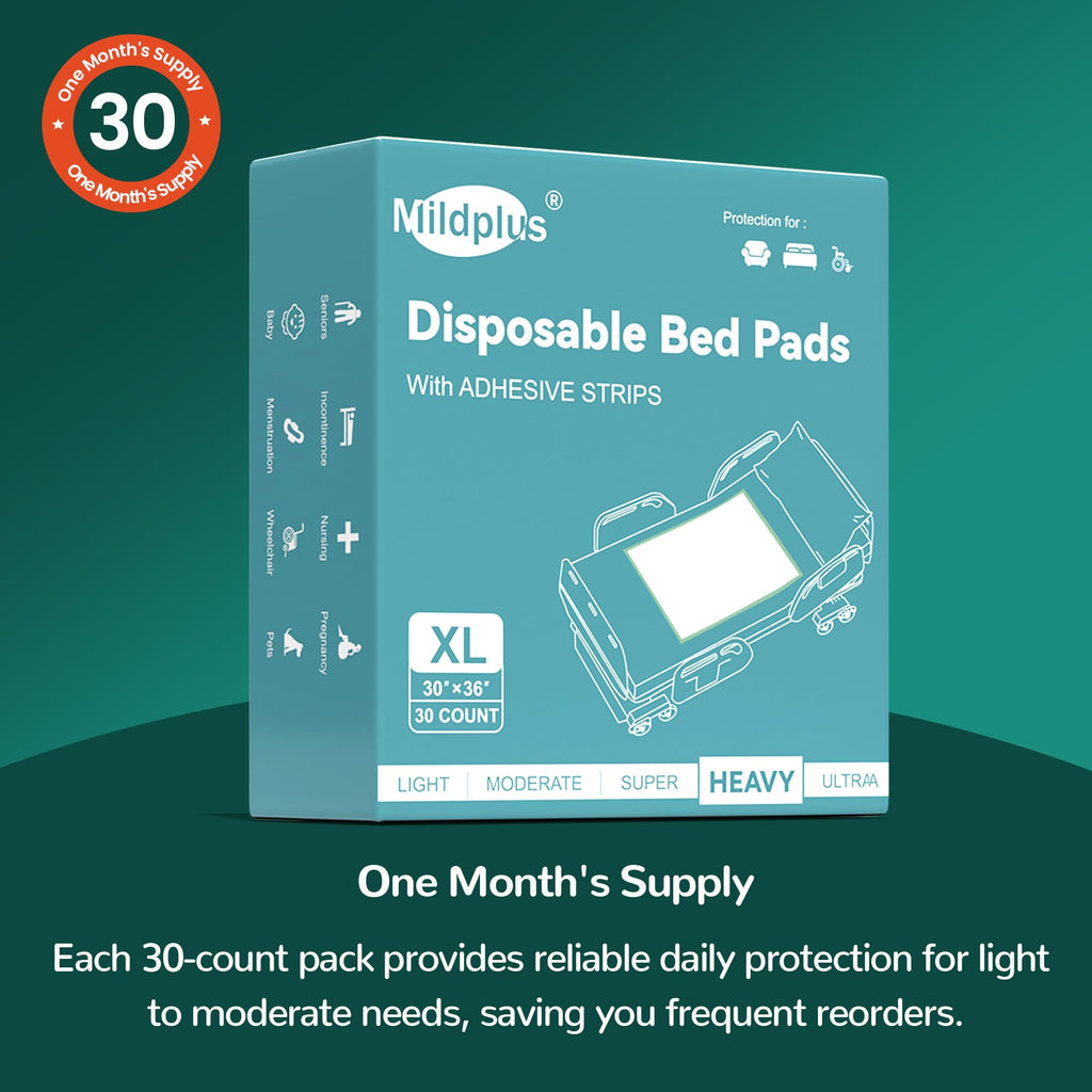 MILDPLUS Disposable Bed Pads for Incontinence

