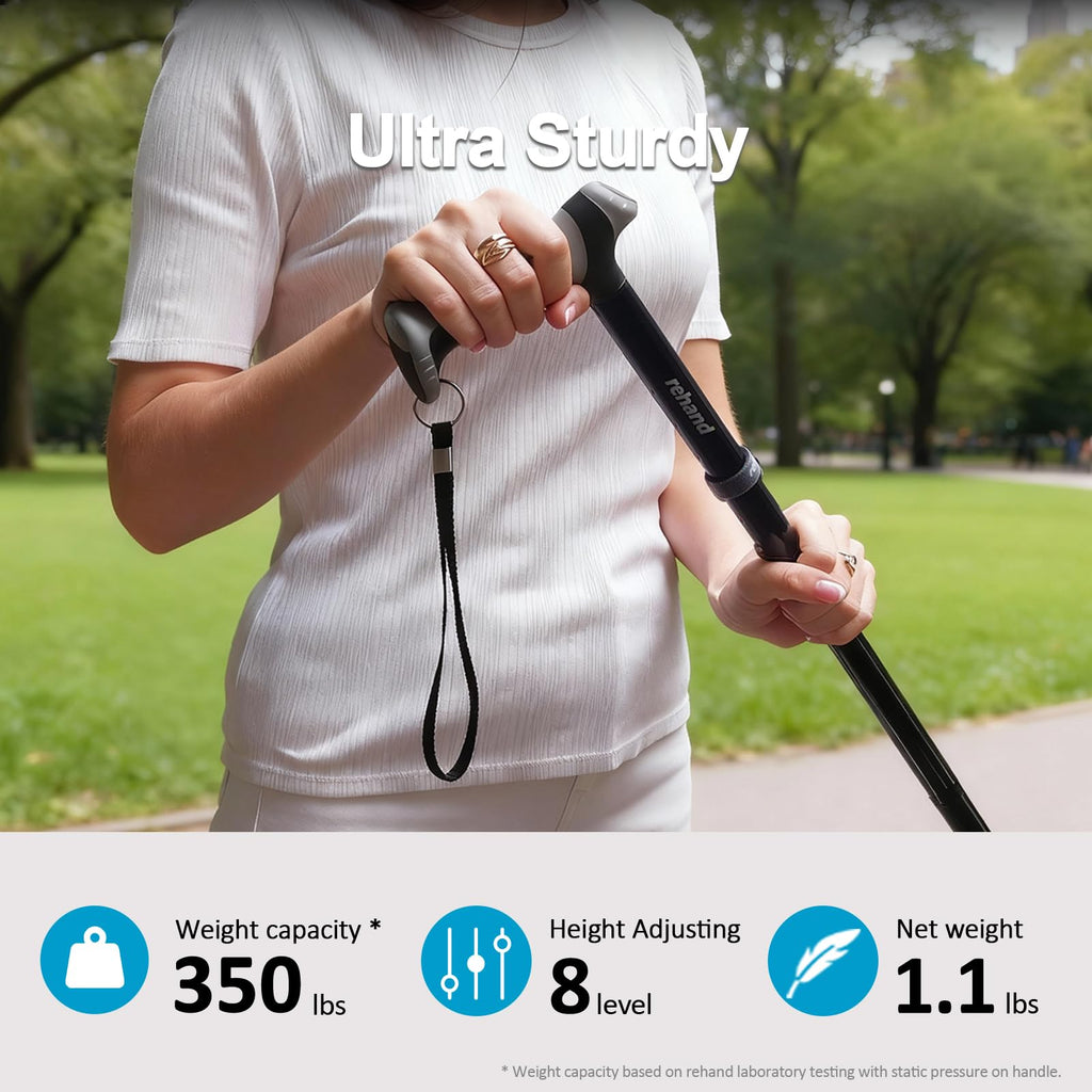 REHAND Folding Walking Cane with All-Terrain Base

