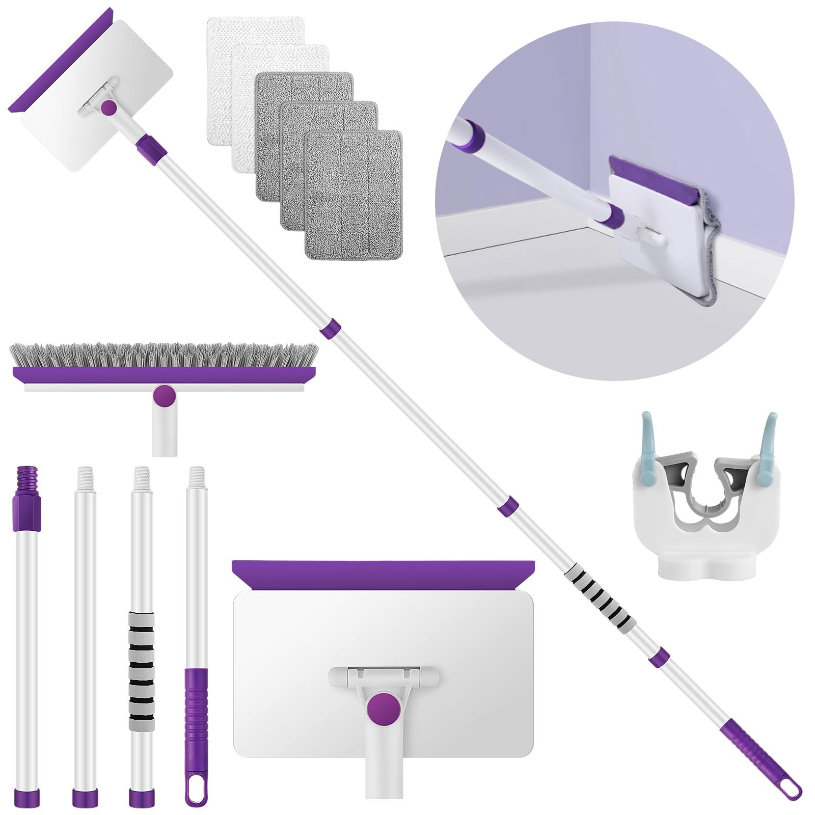 Baseboard Cleaner Tool with Handle and Reusable Pads - Multi-Purpose