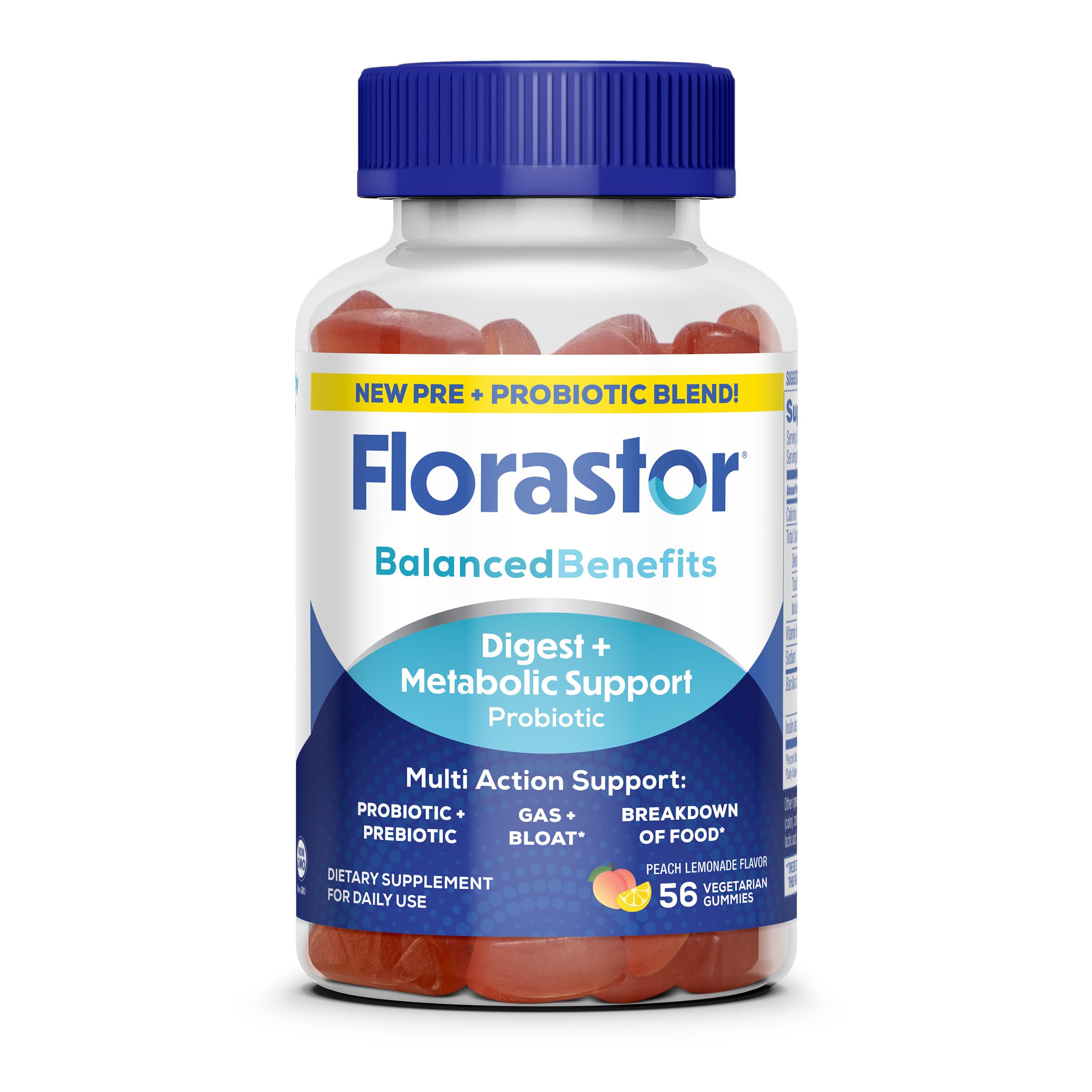 Florastor Probiotic Gummies with Prebiotic Fiber and B12

