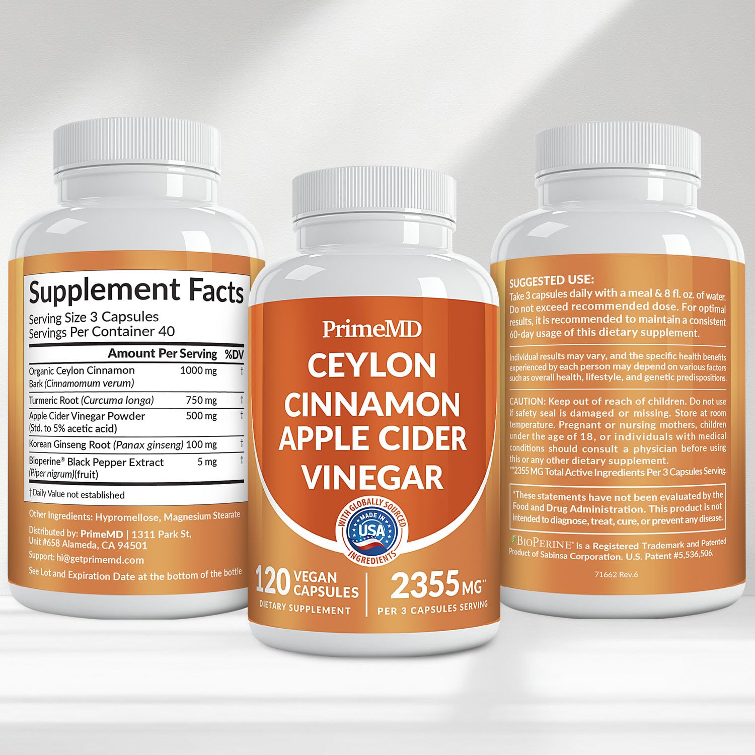 5-in-1 Cinnamon Capsules with ACV & BioPerine

