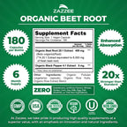 Zazzee USDA Organic Beet Root Extract 20:1 Capsules

