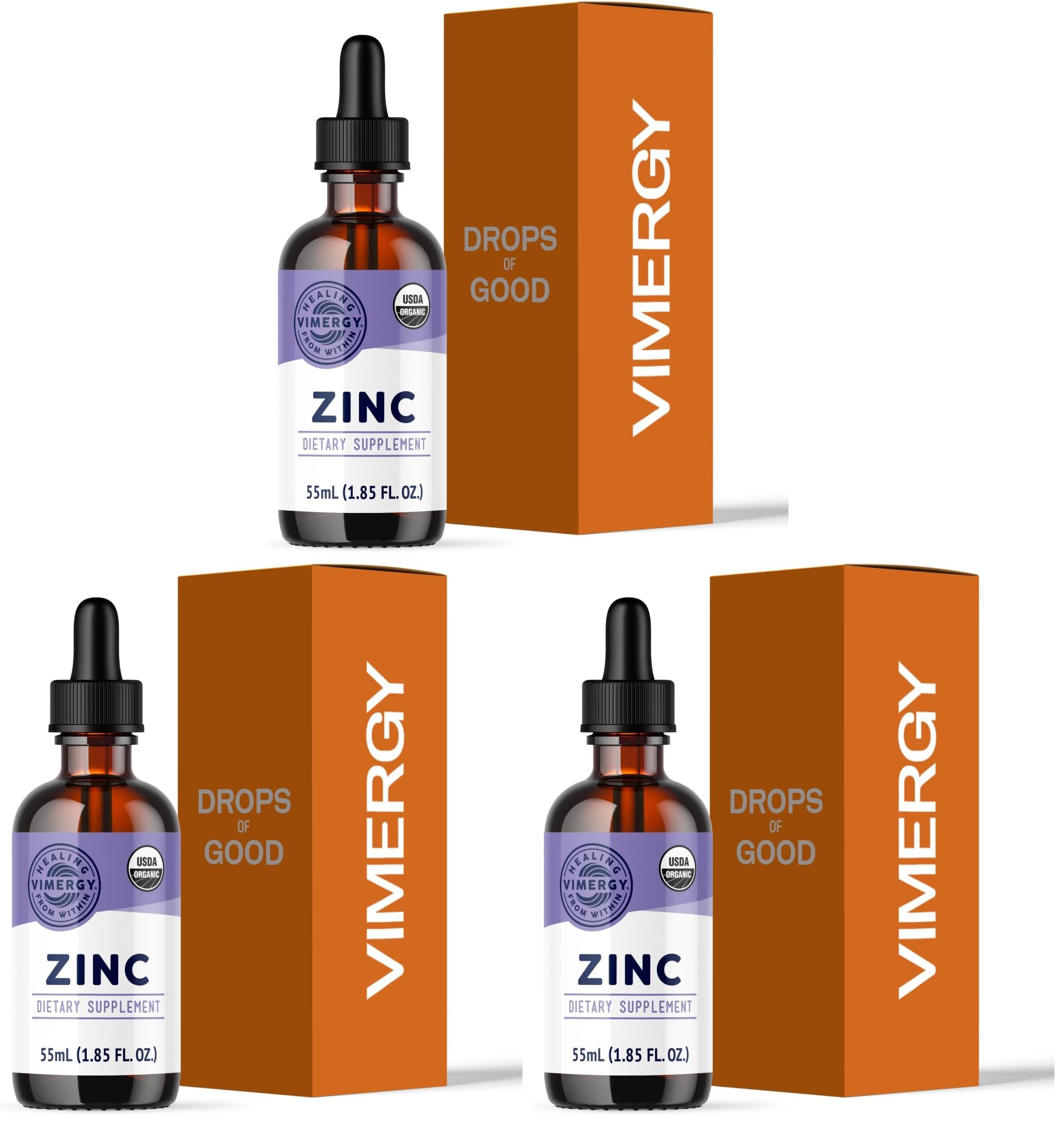 VIMERGY Liquid Zinc Supplement for Immune Support – 7.5 mg per serving, USDA Organic, Vegan